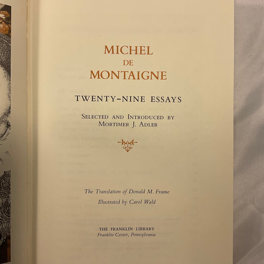 Essays by Michel de Montaigne Vintage 1982 The Franklin Library Leather Bound Hardcover Book