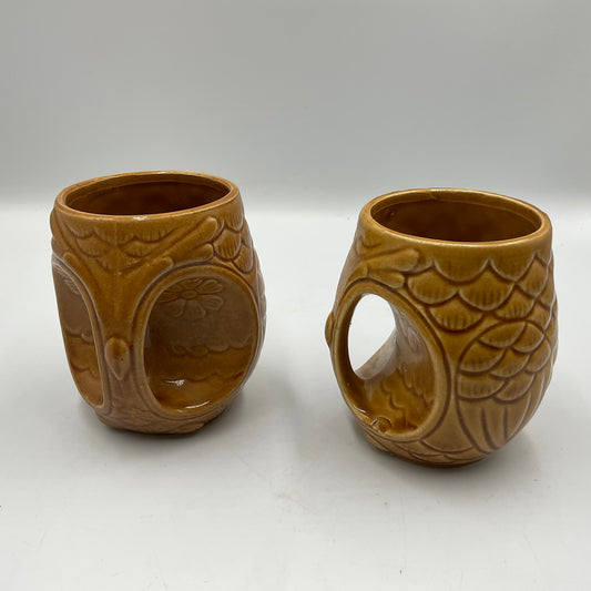 Vintage Ceramic Owl Mugs Japan On Bottom