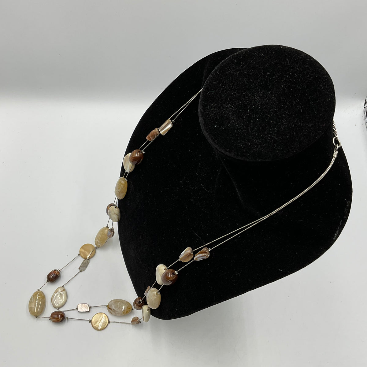 Long Earthtone Stone Design Fashion Jewelry Necklace