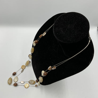 Long Earthtone Stone Design Fashion Jewelry Necklace