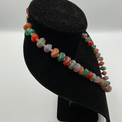 Multicolor Jellybean Shaped Beads Fashion Jewelry Necklace