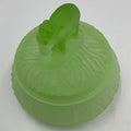 Elephant Powder Jar L.E Smith Frosted Green Uranium Glass
