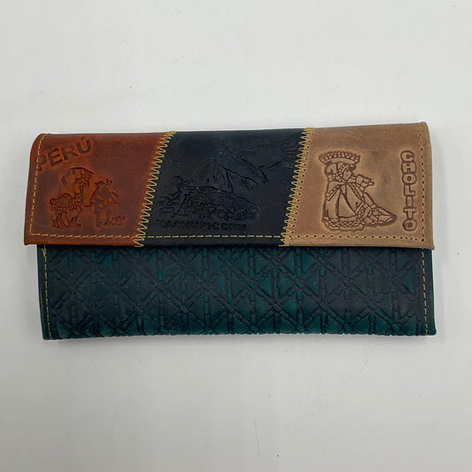 Artesania Peru Handmade Wallet Arte Hecho A Mano Leather in Original Box