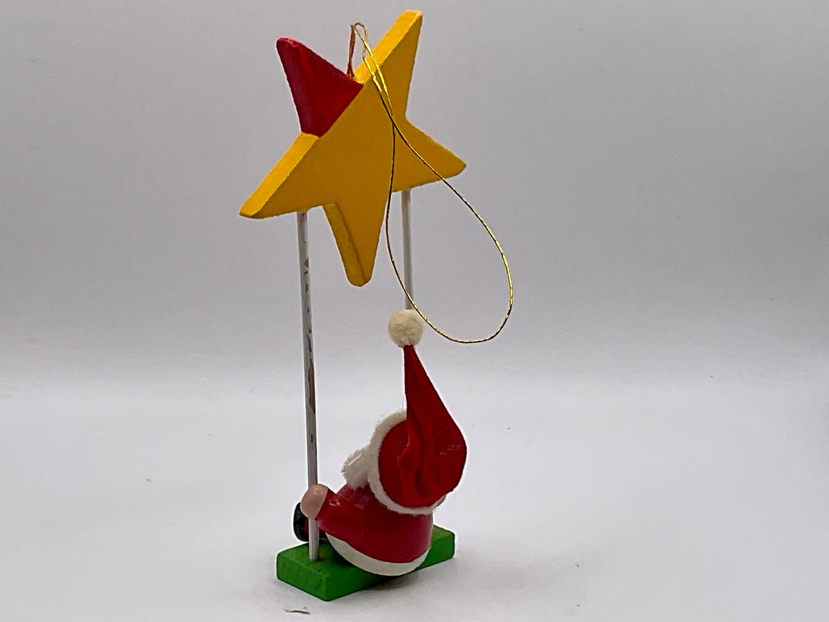 Gallery Originals Vintage Santa on a Star Hand-Painted Wood Christmas Holiday Ornament with Original Box