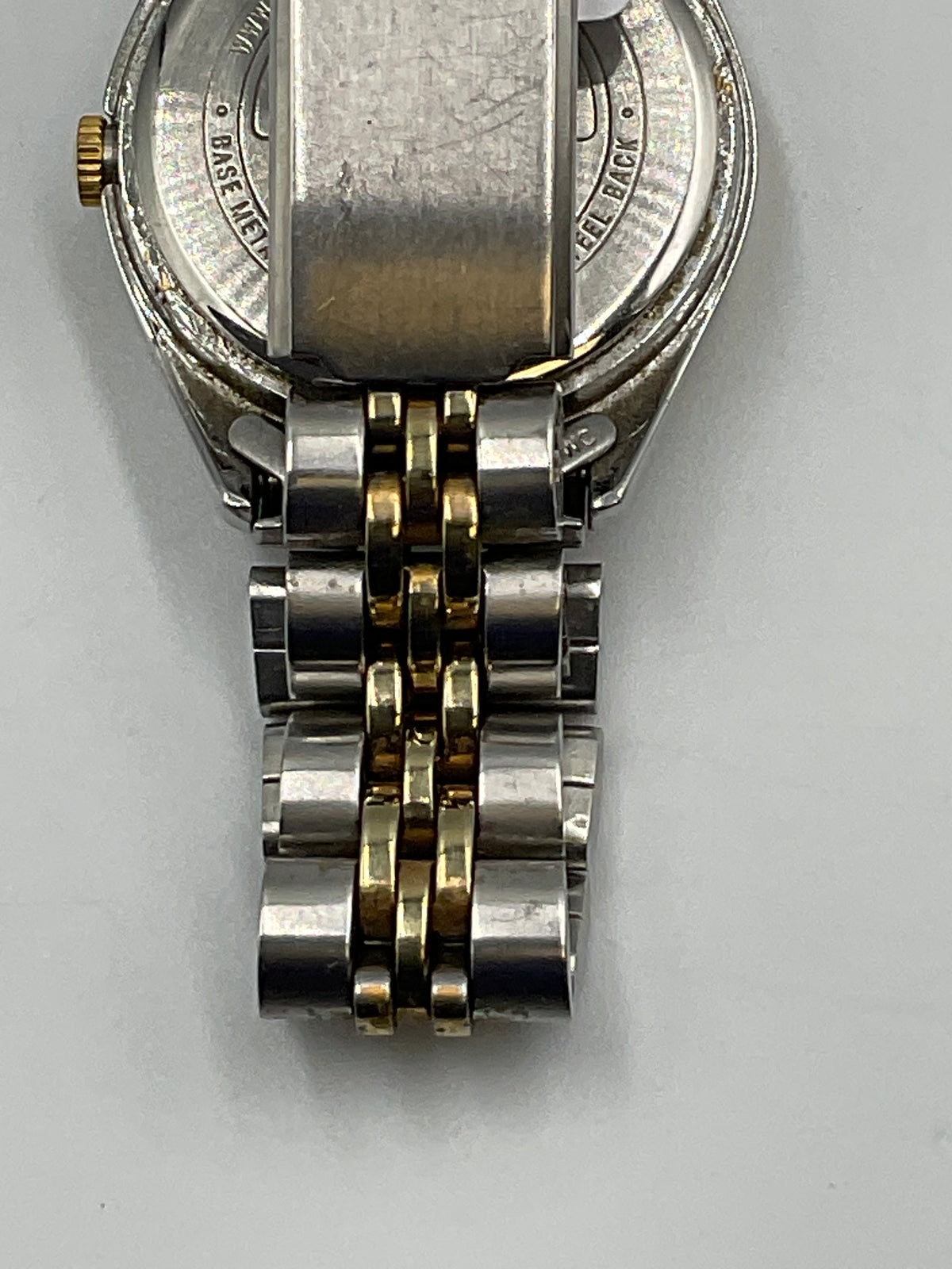 Vintage Timex Two Tone Quartz Watch Champagne Dial Date New Battery Working