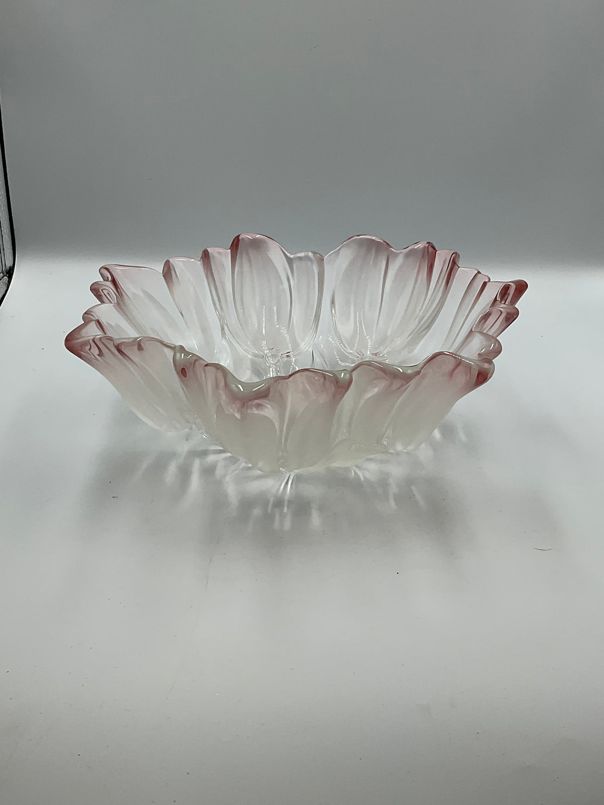 Vintage Mikasa Walther Pink Frosted Tulip Series Glass Bowl