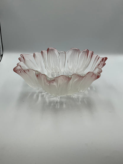 Vintage Mikasa Walther Pink Frosted Tulip Series Glass Bowl