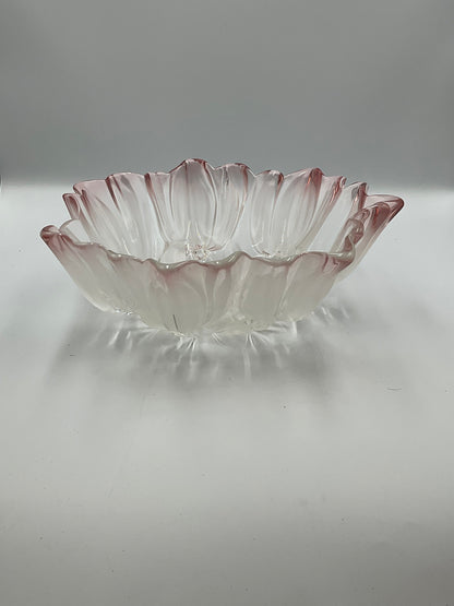 Vintage Mikasa Walther Pink Frosted Tulip Series Glass Bowl