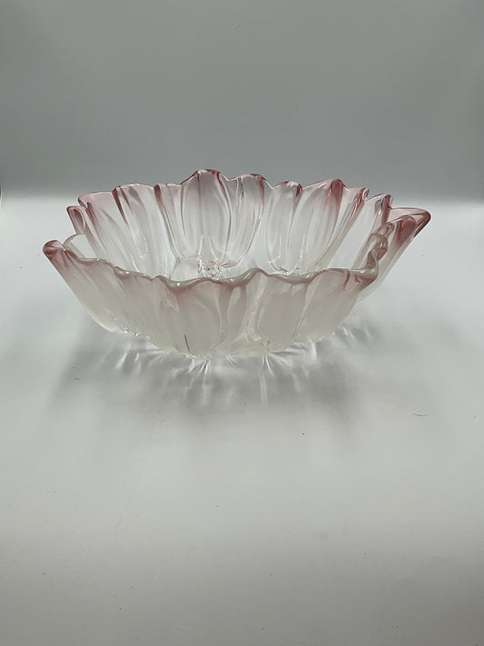 Vintage Mikasa Walther Pink Frosted Tulip Series Glass Bowl