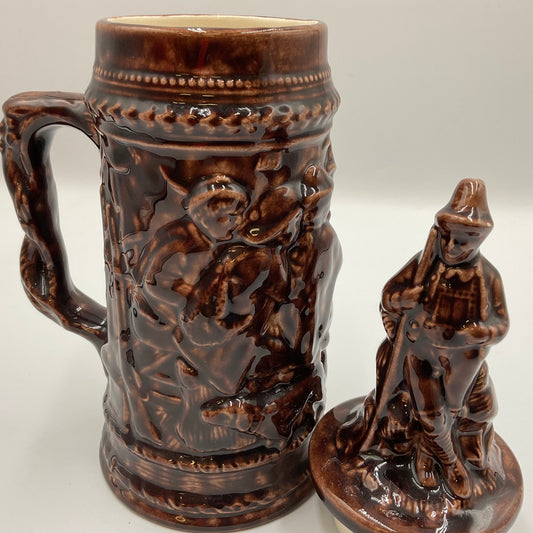 Vintage Glazed Pottery 3D Embossed Ceramic Beer Stein Gerz Germany