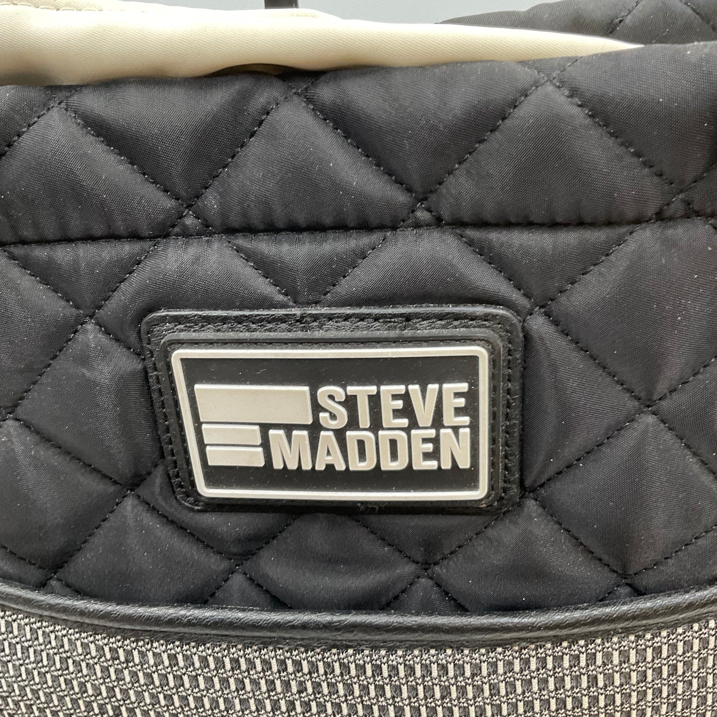 Steve Madden Black Quilted Messenger Tote Bag