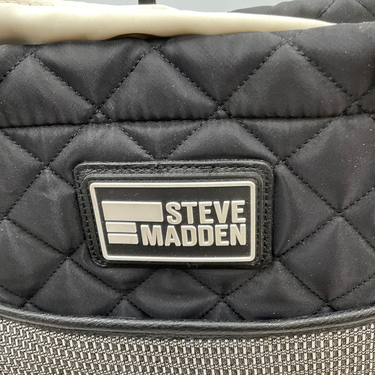 Steve Madden Black Quilted Messenger Tote Bag