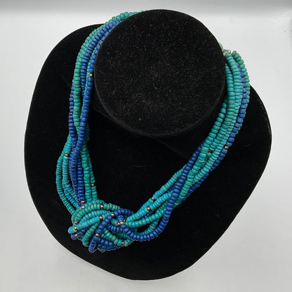 Multi Blue Bead Necklace