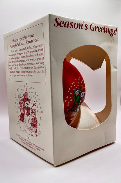 Campbell's Kids Season's Greetings Vintage 1992 Glass Ball Ornament With Box