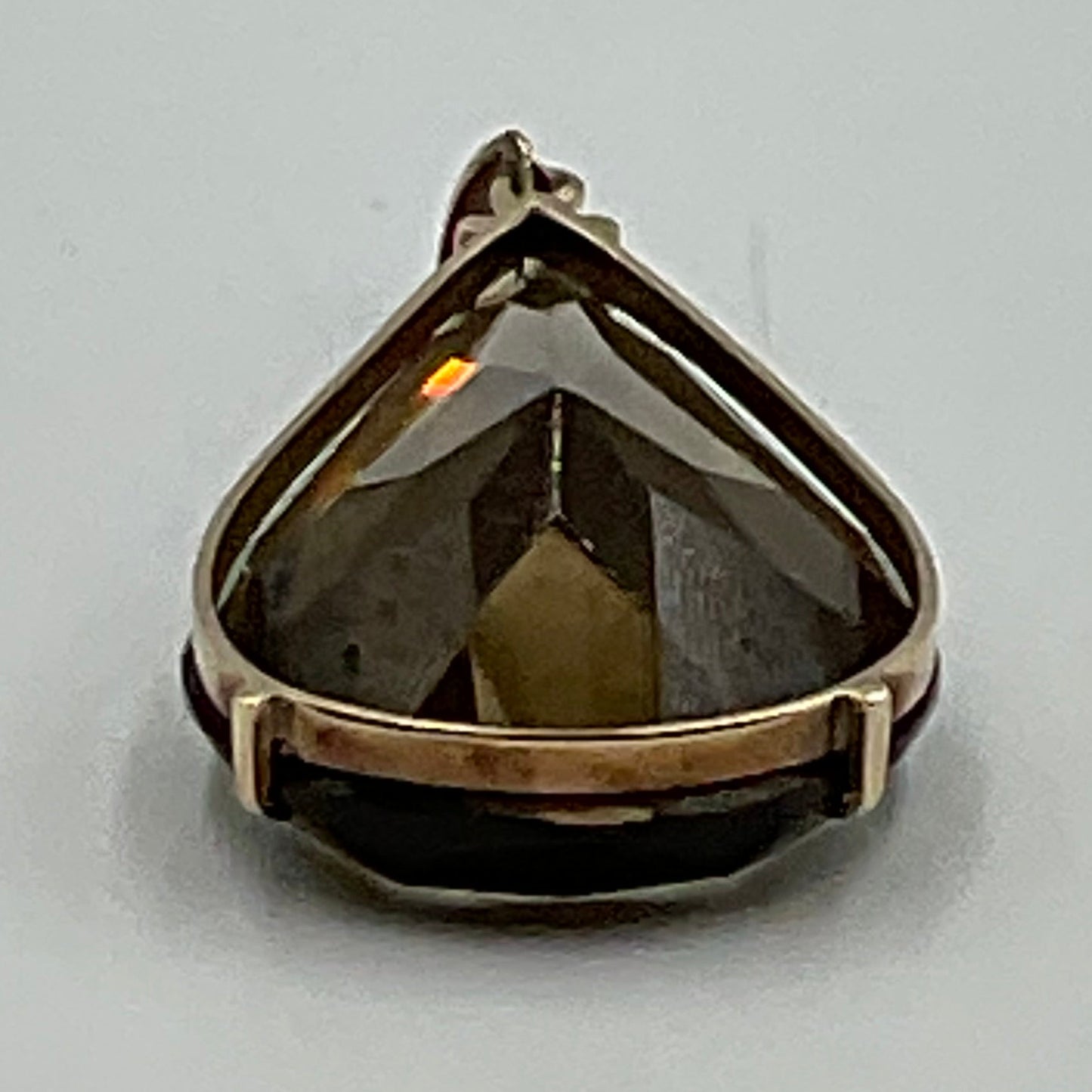 14K Gold Marked Smokey Quartz Pear Cut Gemstone Pendant 23.9g