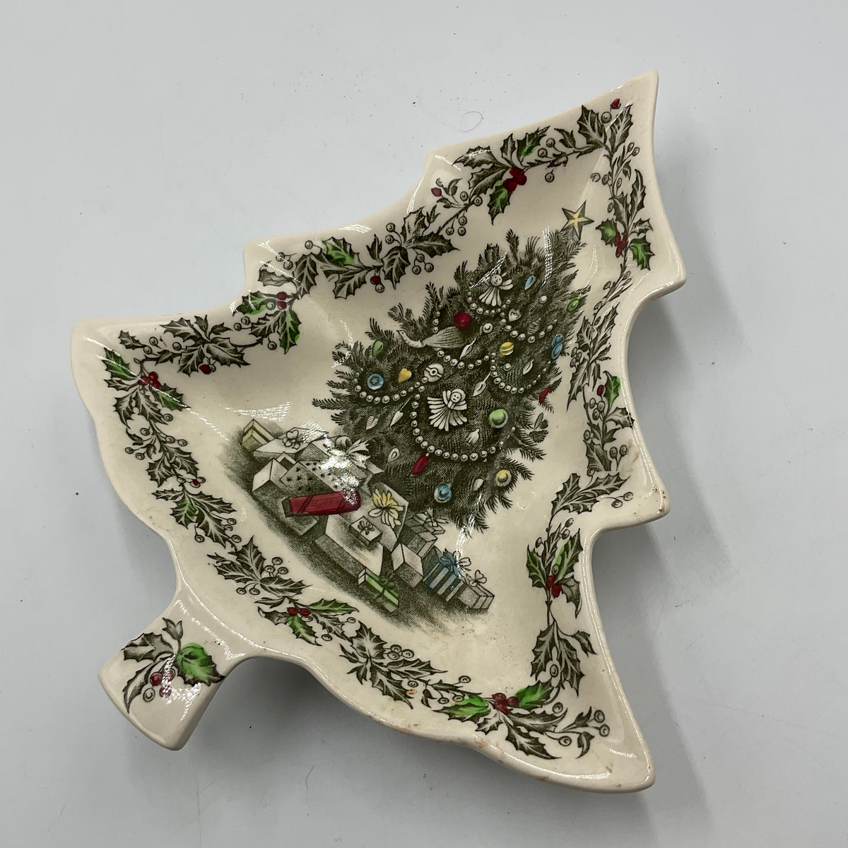 Vintage Johnson Bros. Christmas Tree-shaped Holiday Dish