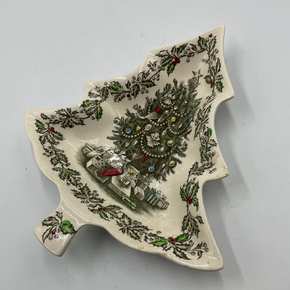 Vintage Johnson Bros. Christmas Tree-shaped Holiday Dish