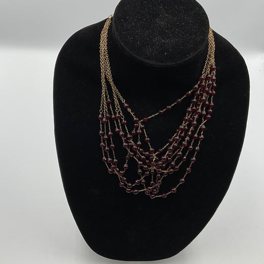 Purple Glass Beaded Chain Necklace