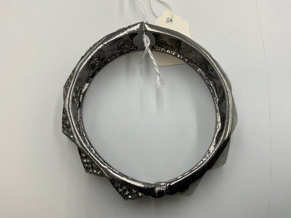 Silver Tone Hinged Bracelet with Crystal Stones