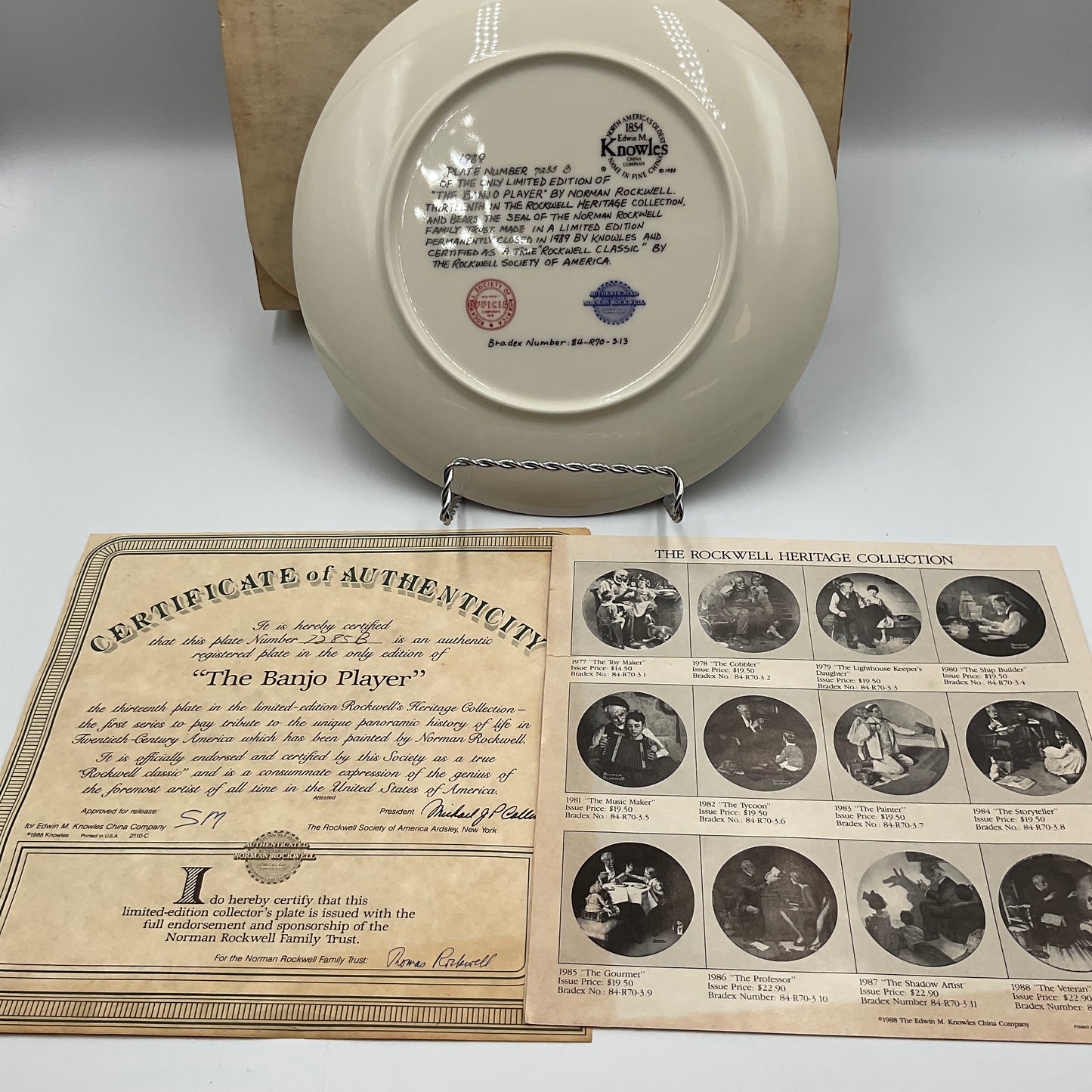 Ready JB Edwin M.Knowles Bradford Exchange Limited Edition The Banjo Player China Plate with COA in Original Box