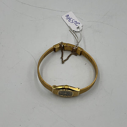 Vintage Citizen Quartz Ladies Gold Tone Watch Black Dial New Battery Working