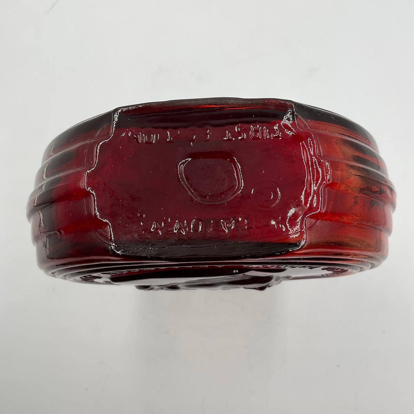 Vintage Wheaton Ruby Red Portrait of Thomas Jefferson Carnival Glass Bottle