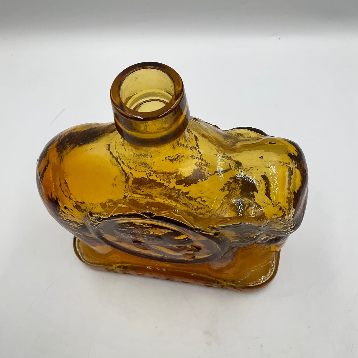 Vintage Wheaton First Edition 1968  Amber Glass Elephant Bottle