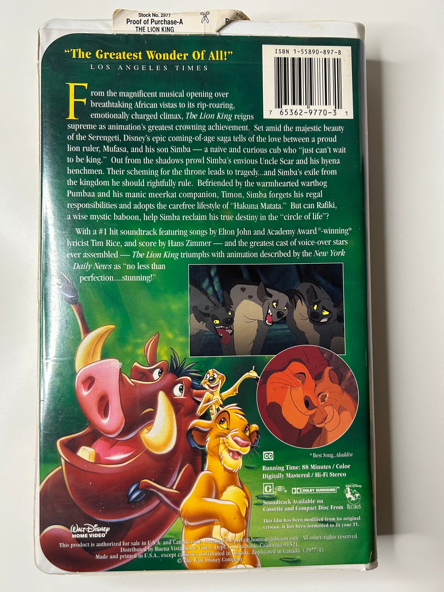 The Lion King Walt Disney Masterpiece Collection VHS