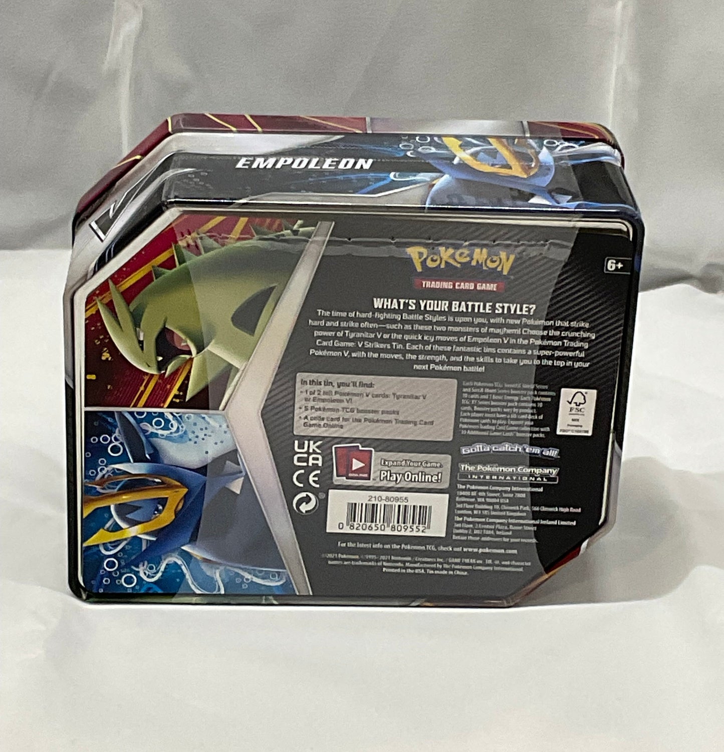 Pokemon Tyranitar V Strikers TCG Tin 5 Booster Packs Rare Foil Trading Card Game New Factory Sealed