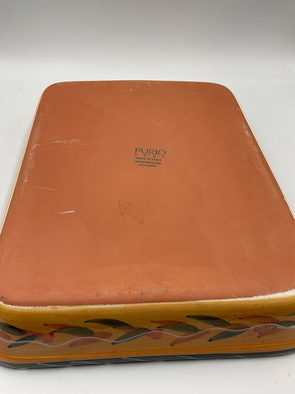 Furio Made in Italy Hand Painted Ceramic Rectangular Baking Serving Dish