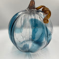 Glass Pumpkin Hand Blown Blue And Clear