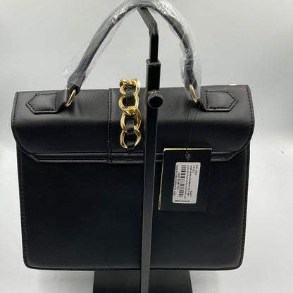 Badgley Mischka Monogram Black Studded Satchel Handbag Goldtone Hardware New with Tags NWT