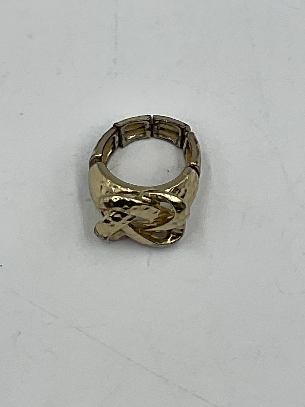 Vintage Gold Tone Sretch Ring Pretzel Design Statement Jewelry