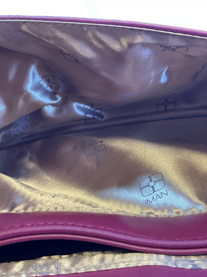 IMAN Global Chic Luxurious Suede and Leather Blue Red Handbag New with Tags