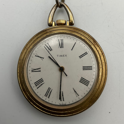 Vintage Timex Goldtone Pocket Watch Engraved Inscribed