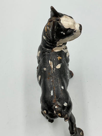 Vintage Hubley Style Cast Iron Boston Terrier Coin Piggy Bank