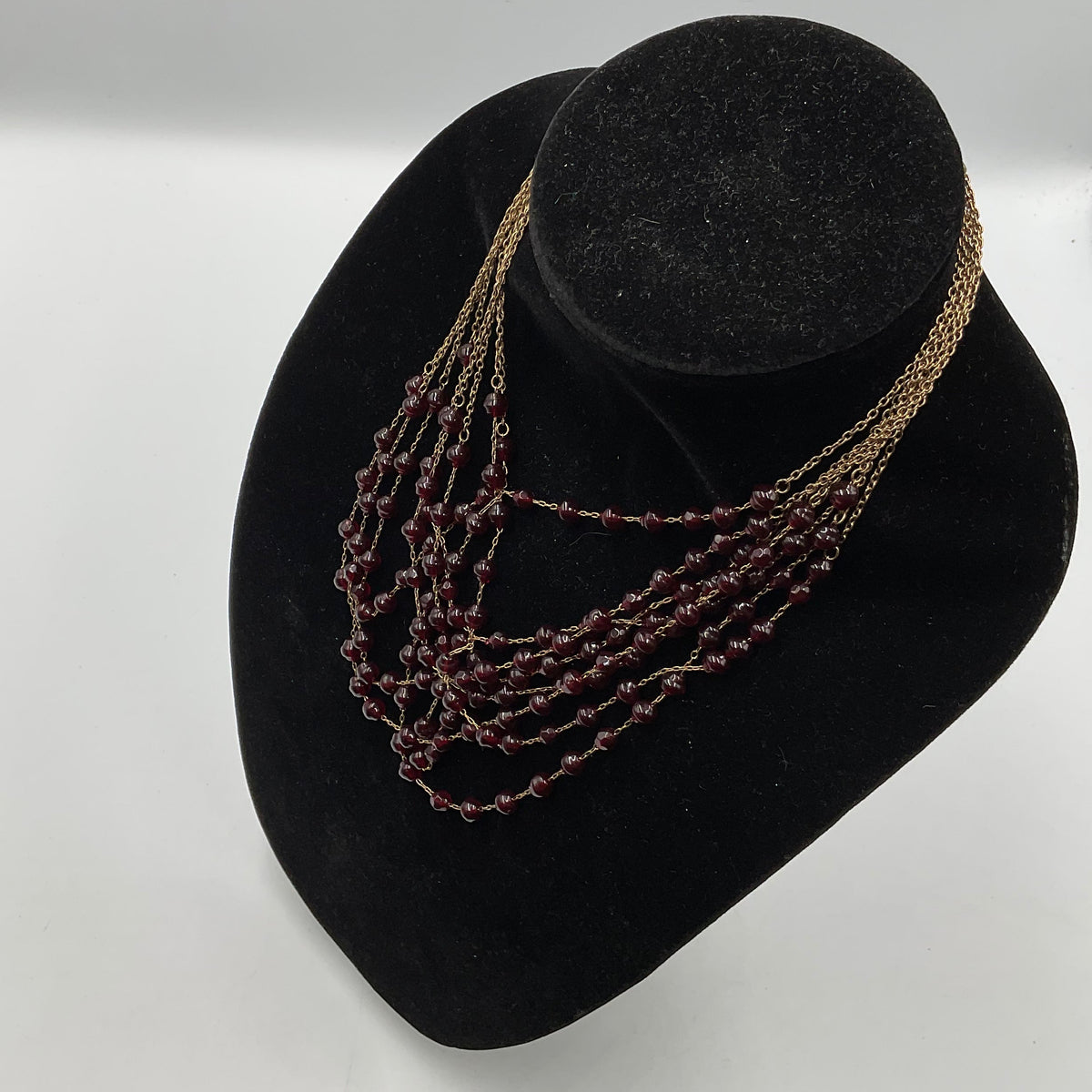 Purple Glass Beaded Chain Necklace