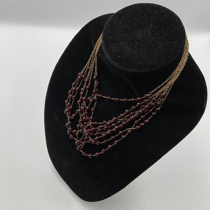Purple Glass Beaded Chain Necklace