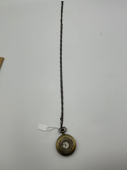 Demi Bronze Tone Quartz Pocket Watch Chain Vintage New Battery Working Condition