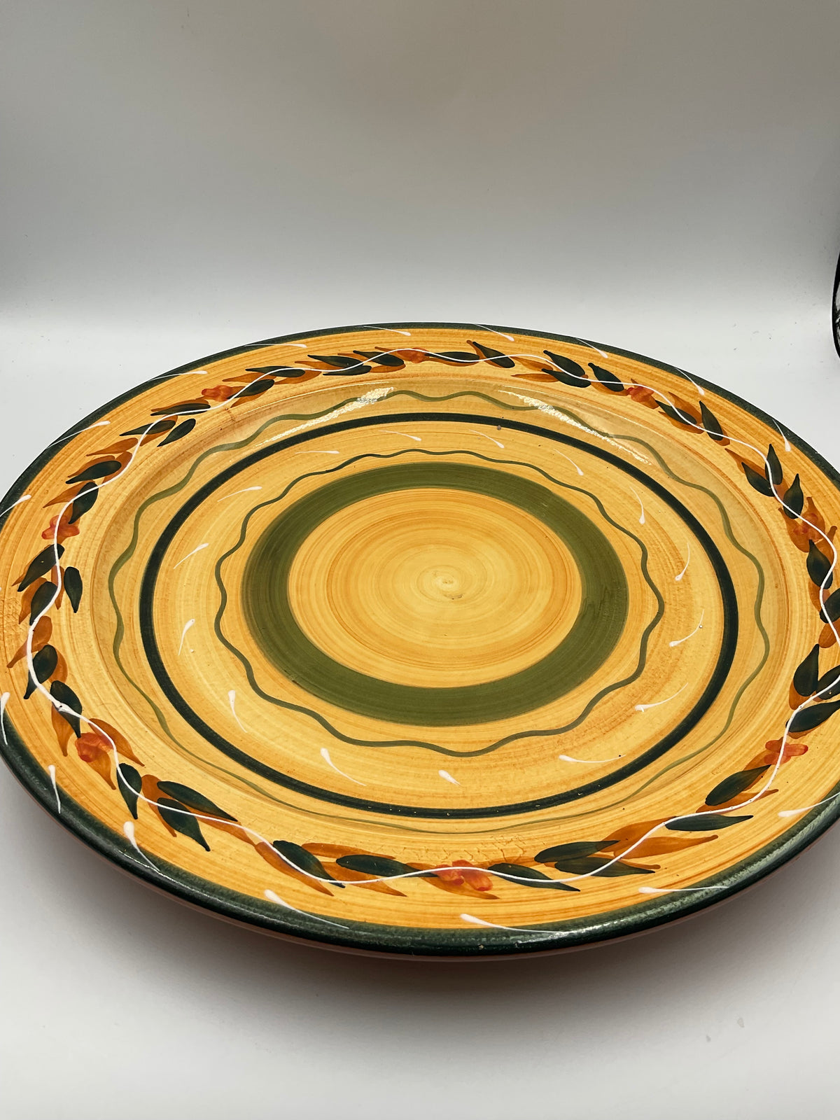 Furio Hand Painted Ceramic Serving Platter Olive Leaf Tuscan Design