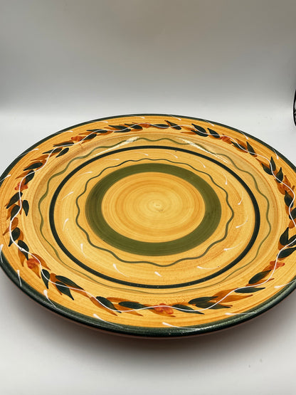 Furio Hand Painted Ceramic Serving Platter Olive Leaf Tuscan Design