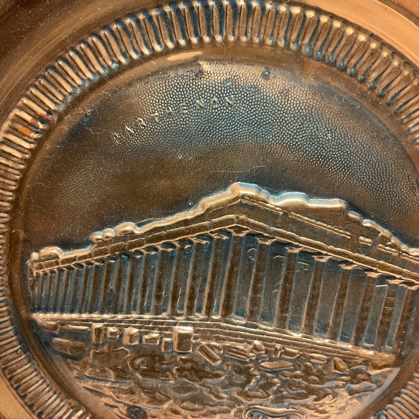 Greek Parthenon Copper PAINTED/Colored Wall Plate Home Decor