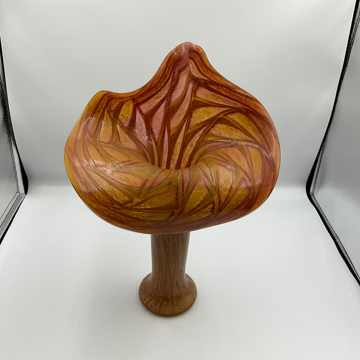 Orange Art Glass Jack-In The Pulpit Vase
