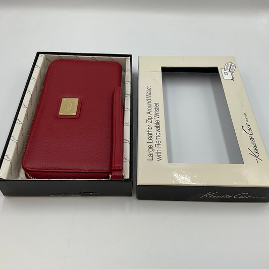 New in Box Kenneth Cole Red Large Zip Around Wallet with Removable Wristlet