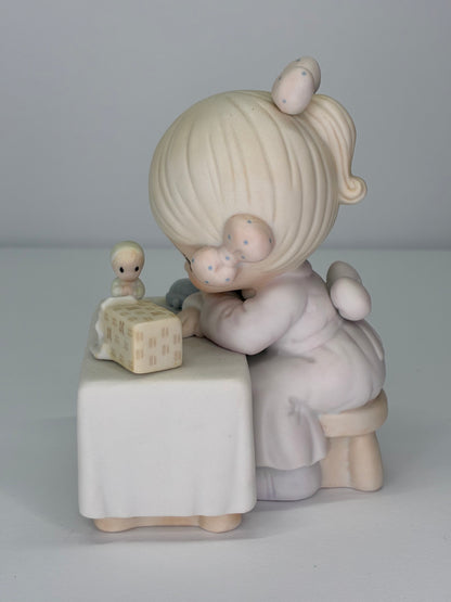 Precious Moments Vintage 1989 Symbol of Membership My Happiness Hand Painted Porcelain Collectible Figurine Original Box