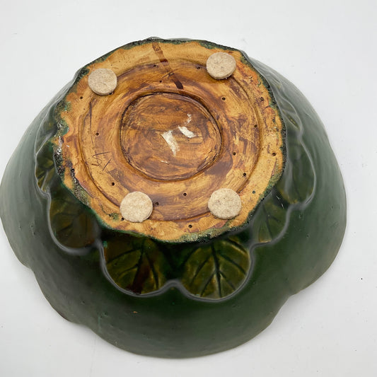 Antique Majolica Lily Pad & Flower Bowl