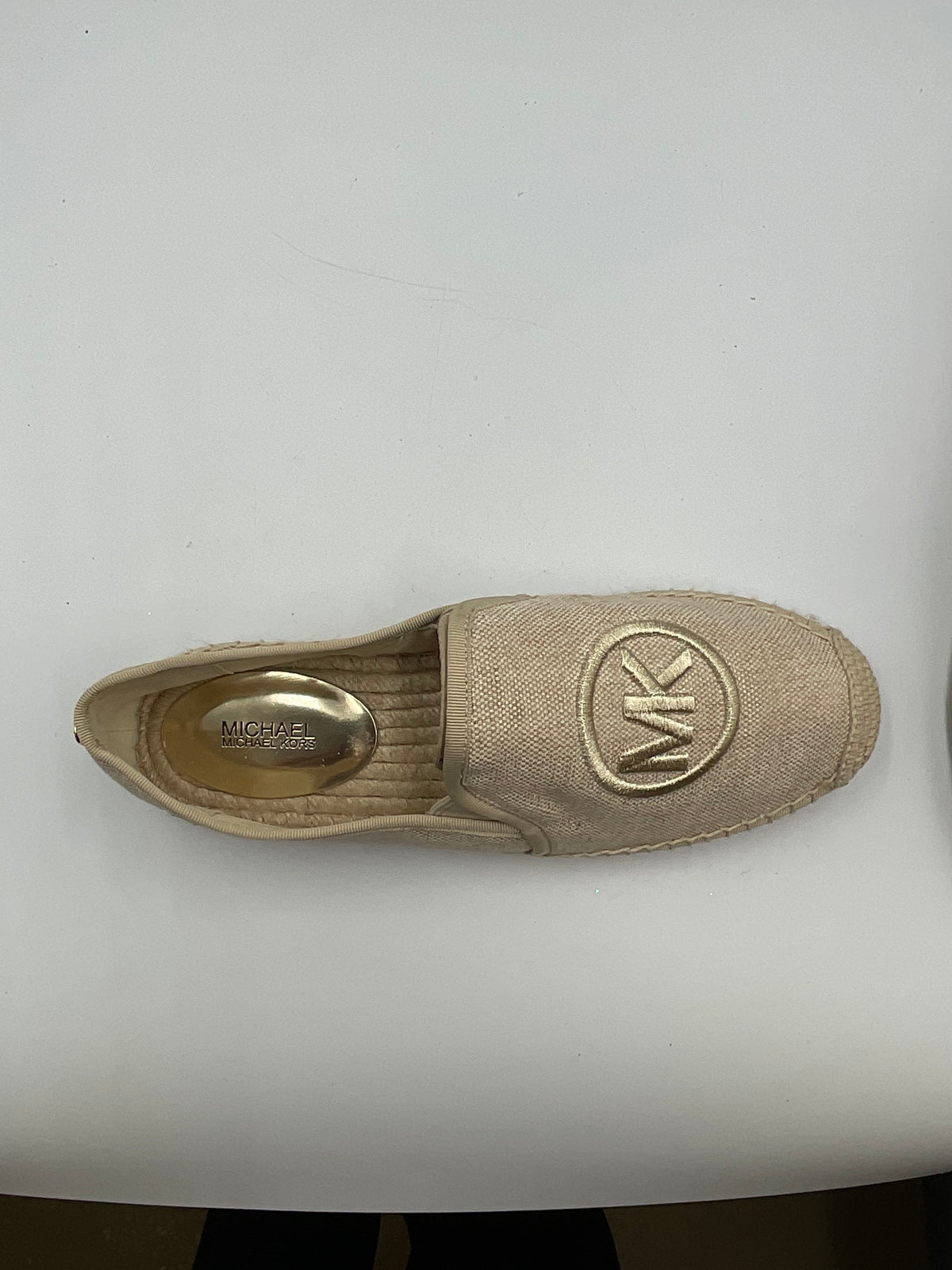 Michael Kors MK Logo Espadrilla Loafers Beige Womans 9.5 Slip On