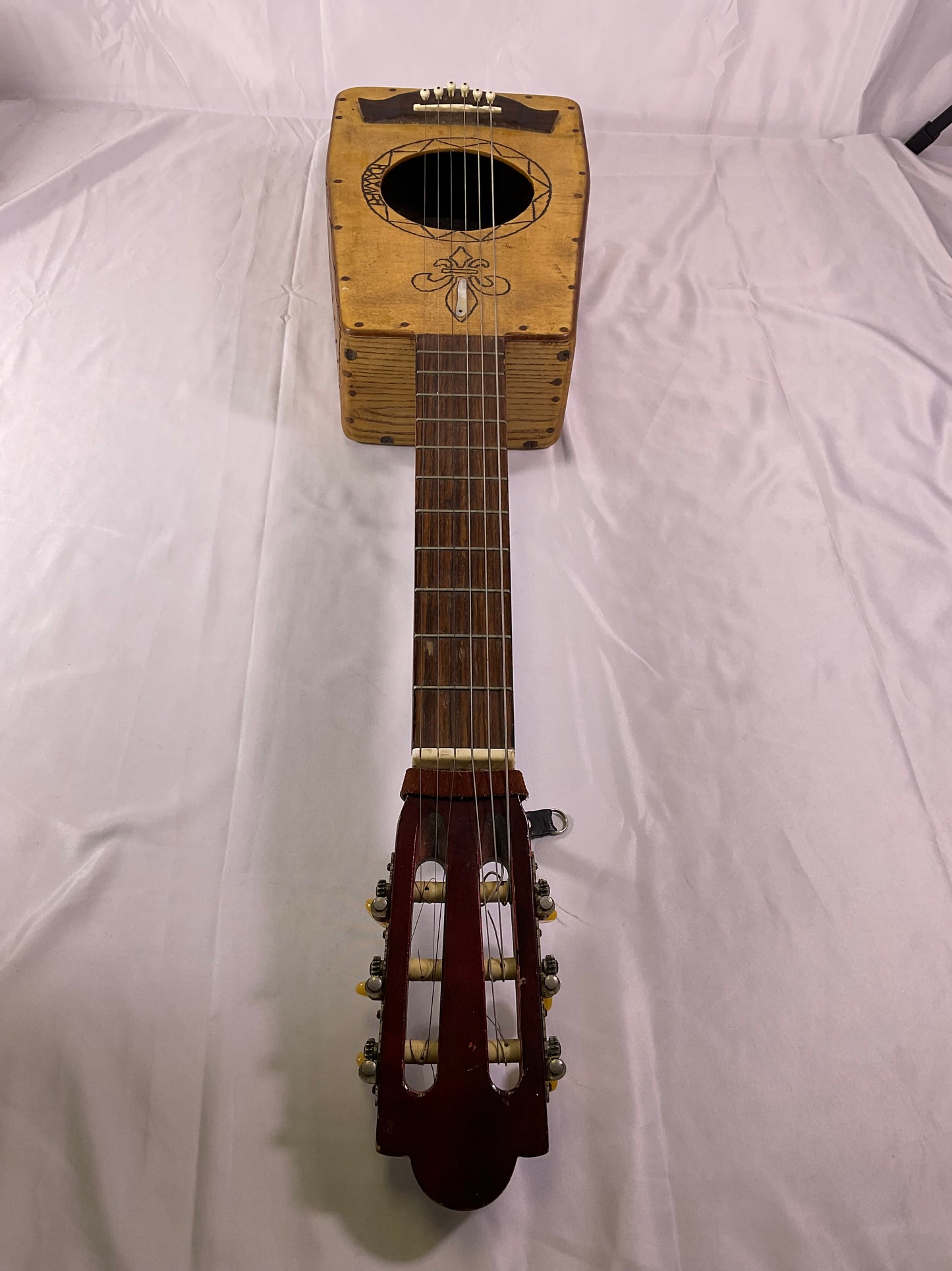 Hand-Carved Wooden Guitar Small Handmade Real Musical Instrument Art