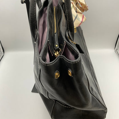 Coach Large Black Leather Tote Handbag Purse Goldtone Hardware Accents