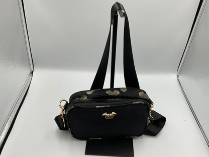 Disney Minnie Mouse Black And Gold Zipper Crossbody Belt Bag